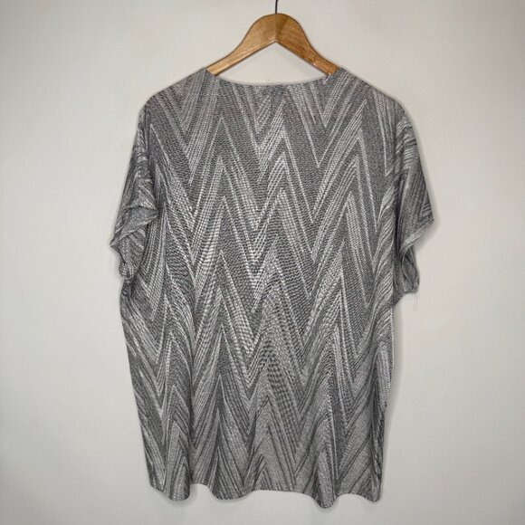 Paraphrase Woman Gray Silver Short Sleeve Top Blouse Size 1X - Picture 2 of 4